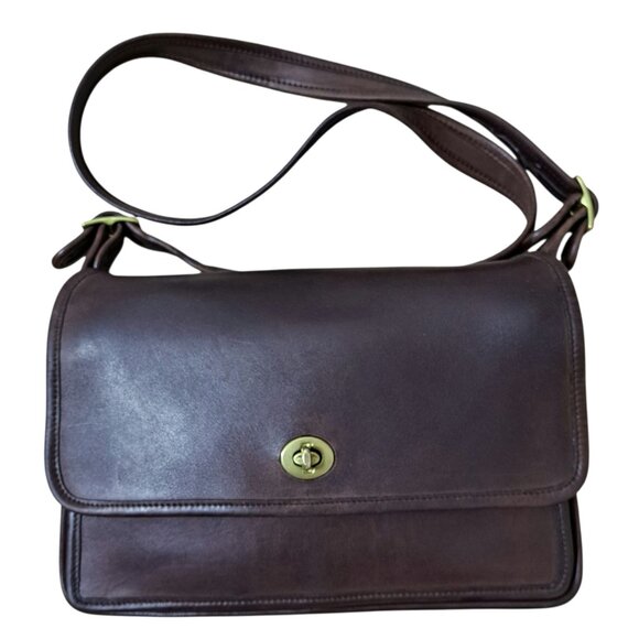 Coach Legacy City Cross Body Bag Women's Vintage Smooth Brown Leather Turm Lock - Picture 1 of 14